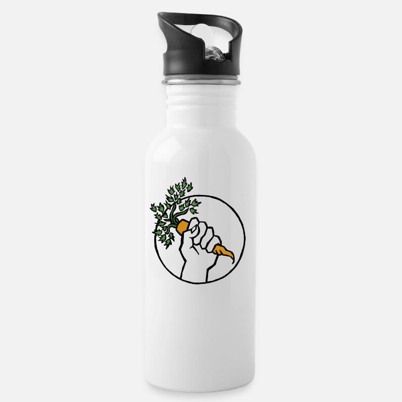 Karotte - Trinkflasche mit integriertem Trinkhalm - Weiß