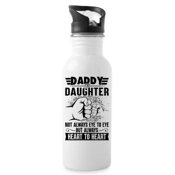 Daddy and daughter always heart to heart - Trinkflasche mit integriertem Trinkhalm - Weiß - Rechts