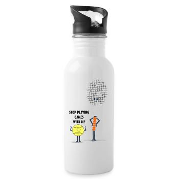 Lustiges Tennis Bild Comic Schläger Ball Spruch - Trinkflasche mit integriertem Trinkhalm - Weiß - Rechts