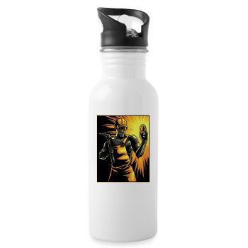 Bitcoin Miner Satoshi Nakamoto BTC Bitcoins Mining - Water bottle with straw - white - Right