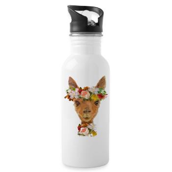 Lama - Trinkflasche mit integriertem Trinkhalm - Weiß - Rechts