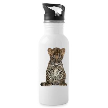 Leopard - Water bottle with straw - white - Right