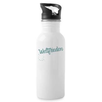 Weltfrieden - Trinkflasche mit integriertem Trinkhalm - Weiß - Rechts