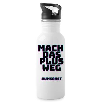 mach das plus Weg #umsonst - Trinkflasche mit integriertem Trinkhalm - Weiß - Rechts