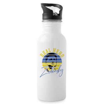 Real Hero Zelensky - Water bottle with straw - white - Right