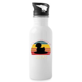 Easily distracted by ducks, Funny Duck Lovers, - Water bottle with straw - white - Right