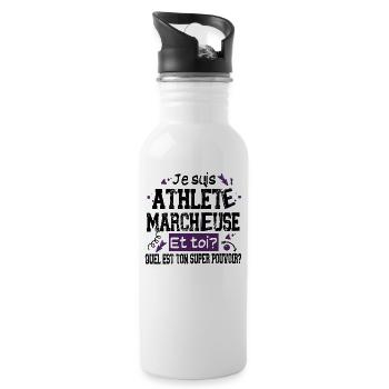 Athlète Marcheuse Championne Sport Cadeau Humour - Gourde avec paille intégrée - blanc - Droite