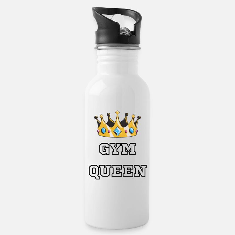 Gym queen - Trinkflasche mit integriertem Trinkhalm - Weiß