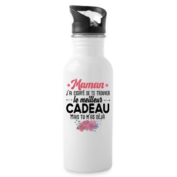Maman Cadeau Mère Enfant Famille - Gourde avec paille intégrée - blanc - Droite