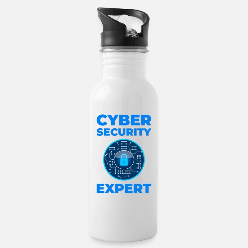 Cyber security - Water bottle with straw - white