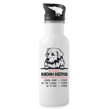 Ohne Maremma Sheepdog ist alles doof - Trinkflasche mit integriertem Trinkhalm - Weiß - Rechts