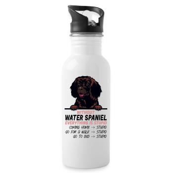 Ohne Water Spaniel ist alles doof - Trinkflasche mit integriertem Trinkhalm - Weiß - Rechts