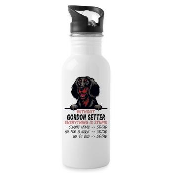 Ohne Gordon Setter ist alles doof - Trinkflasche mit integriertem Trinkhalm - Weiß - Rechts