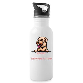Ohne Wheaten Terrier ist alles doof - Trinkflasche mit integriertem Trinkhalm - Weiß - Rechts