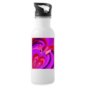 Psychedelisches Herz - Trinkflasche mit integriertem Trinkhalm - Weiß - Rechts