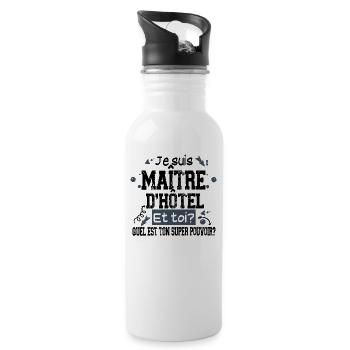 Maître d'hôtel Super Pouvoir Métier Cadeau Humour - Gourde avec paille intégrée - blanc - Droite
