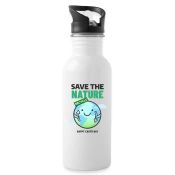 Save The Nature Earth Day - Trinkflasche mit integriertem Trinkhalm - Weiß - Rechts