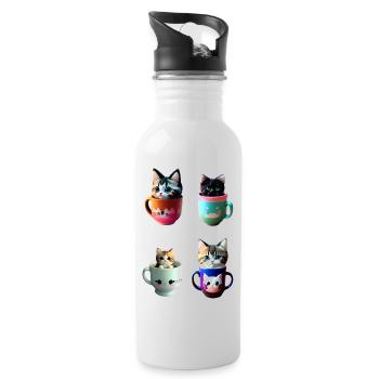 Kawaii Cup of Kitty Cat - Gourde avec paille intégrée - blanc - Droite