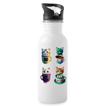 My best friend is kawaii kitty cat coffee - Water bottle with straw - white - Right