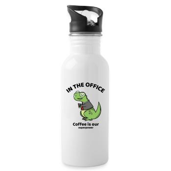 In the office, coffee is our superpower - meme - Trinkflasche mit integriertem Trinkhalm - Weiß - Rechts
