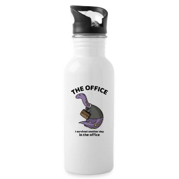 I survived another day in the office - The office - Trinkflasche mit integriertem Trinkhalm - Weiß - Rechts