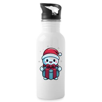 Charmant bonhomme de neige - Gourde avec paille intégrée - blanc - Droite