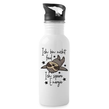 Faultier Ich bin nicht faul Ich spare Energie - Trinkflasche mit integriertem Trinkhalm - Weiß - Rechts