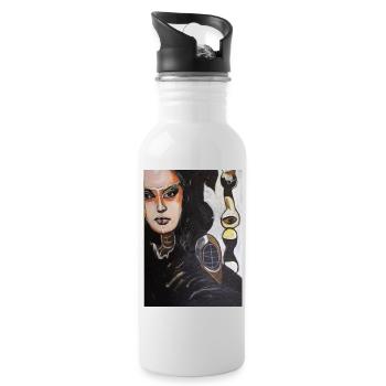 Dolmengöttin Langeneichstädt 4 - Trinkflasche mit integriertem Trinkhalm - Weiß - Rechts