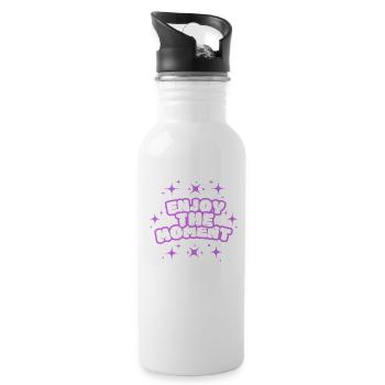 Enjoy the Moment - Trinkflasche mit integriertem Trinkhalm - Weiß - Rechts