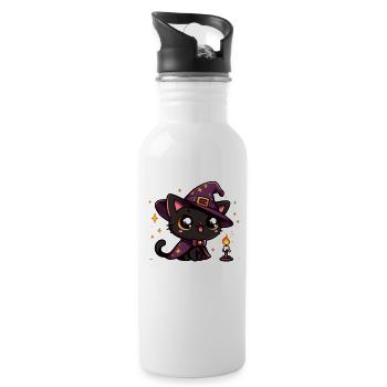 Witch Kitten - Water bottle with straw - white - Right
