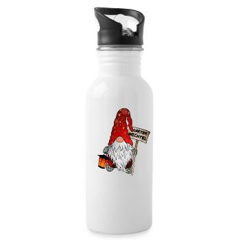 Garten Wichtel – Weihnachtsgnom - Trinkflasche mit integriertem Trinkhalm - Weiß - Rechts
