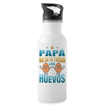 Dad doesn't touch his balls - Water bottle with straw - white - Right