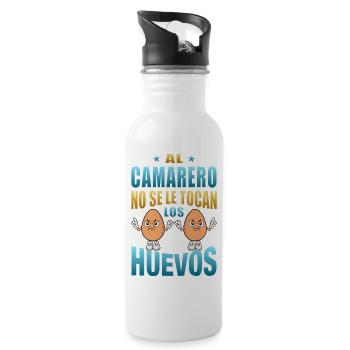 The waiter does not touch his balls - Water bottle with straw - white - Right
