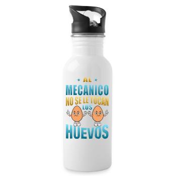 The mechanic does not touch his balls - Water bottle with straw - white - Right
