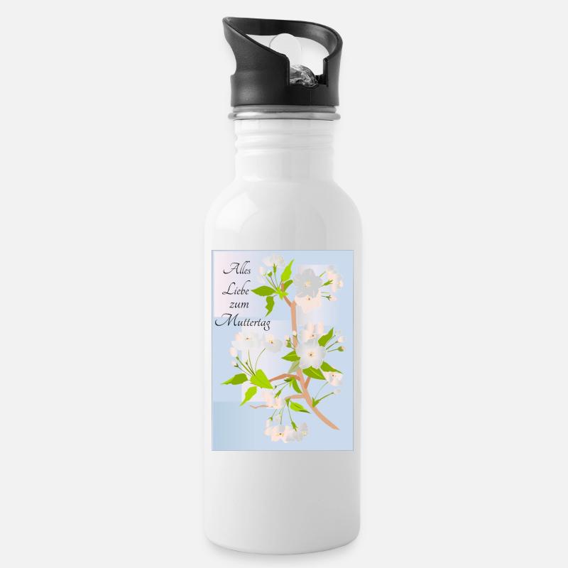 Alles gute zum Muttertag - Trinkflasche mit integriertem Trinkhalm - Weiß