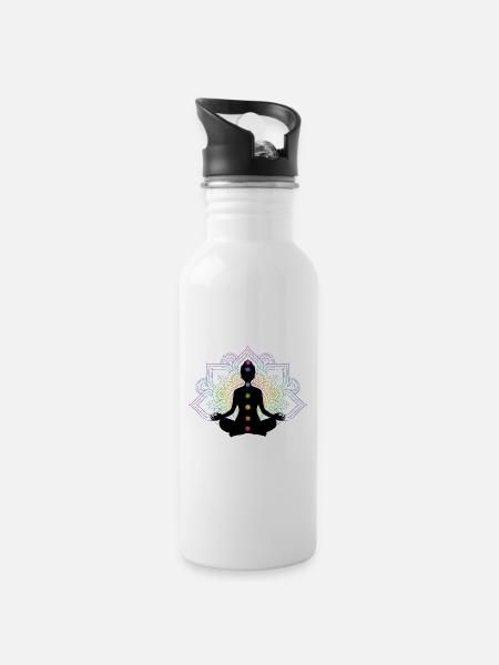 Chakra Meditation - Water bottle with straw - white