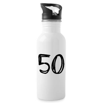 50 JAHRE. 50-jähriges Jubiläum. GEBURTSTAG 50 JAHRE. 50 - Trinkflasche mit integriertem Trinkhalm - Weiß - Rechts