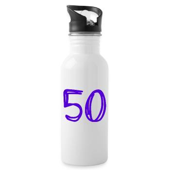 50 JAHRE. 50-jähriges Jubiläum. GEBURTSTAG 50 JAHRE. 50 - Trinkflasche mit integriertem Trinkhalm - Weiß - Rechts