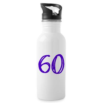60 JAHRE. 60-JÄHRIGES JUBILÄUM. GEBURTSTAG 60 JAHRE. 60 - Trinkflasche mit integriertem Trinkhalm - Weiß - Rechts