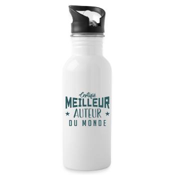 Certifié le meilleur Auteur du monde - Gourde avec paille intégrée - blanc - Droite