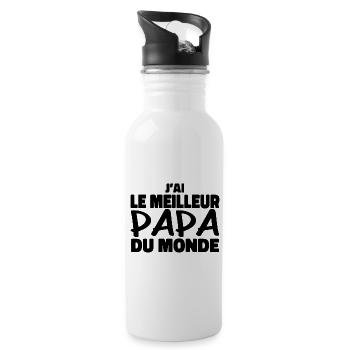 J'ai Le Meilleur Papa Du Monde | Cadeau Papa - Gourde avec paille intégrée - blanc - Droite
