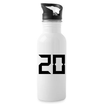 20,20 ANS,20e ANNIVERSAIRE,ANNIVERSAIRE 20 ANS - Gourde avec paille intégrée - blanc - Droite