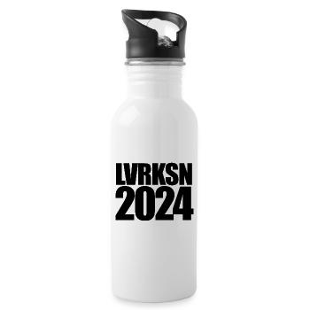 LVRKSN - Leverkusen - Deutscher Meister 2024 - Trinkflasche mit integriertem Trinkhalm - Weiß - Rechts