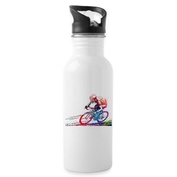 Cycling #cycling #sport #bike - Water bottle with straw - white - Right