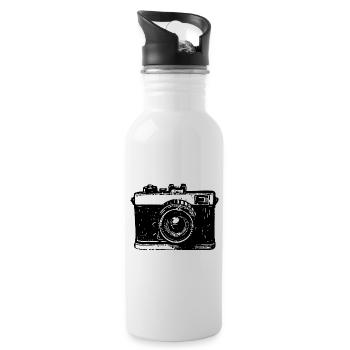 Kamera Fotograf Fotografieren - Trinkflasche mit integriertem Trinkhalm - Weiß - Rechts