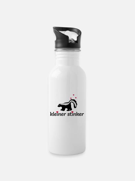 kleines Stinktier mit herzen - Trinkflasche mit integriertem Trinkhalm - Weiß