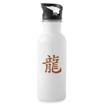 Chinese characters brown - Water bottle with straw - white - Right