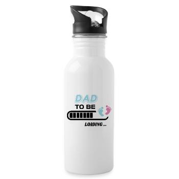 zukünftiger Vater. Warten Sie auf Geburtsgeschenk - Trinkflasche mit integriertem Trinkhalm - Weiß - Rechts