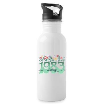Motiv Blumen 1983 Geburtstagsfeier Frau 40 Jahre - Trinkflasche mit integriertem Trinkhalm - Weiß - Rechts