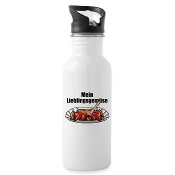 Currywurst - Mein Lieblingsgemüse - Fast Food - Trinkflasche mit integriertem Trinkhalm - Weiß - Rechts